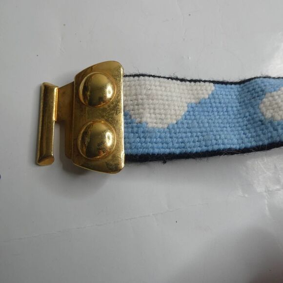 Vintage Handmade Belt Hippie Boho Rainbow Sun Clouds Sky Needlepoint Metal - Picture 7 of 9